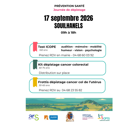 Journée de dépistage à Souilhanels – 17 septembre 2026
