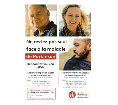 Actions de soutien aux aidants et aux personnes atteintes de la maladie de Parkinson dans l'Aude