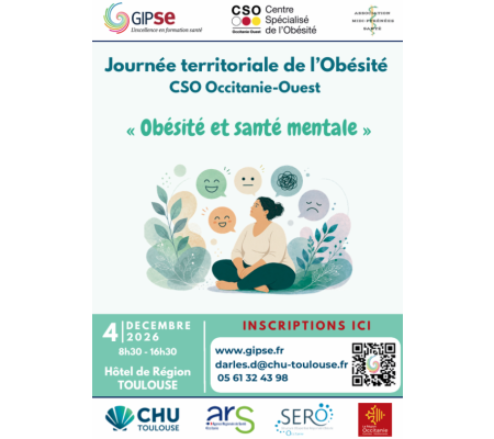 Journée Territoriale de l’Obésité CSO Occitanie-Ouest : « Obésité et santé mentale » — Le 4 décembre 2026 à Toulouse