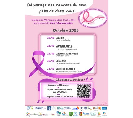 Dépistage du cancer du sein : passage du Mammobile dans l'Aude en Octobre 2025