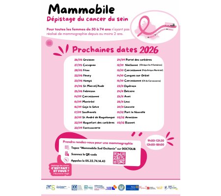 Prochains passages du Mammobile 2026
